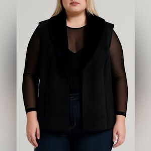 Lauren Ralph Lauren Black Faux Suede Fur Cabin Lodge Vest Black Size 2X NWT